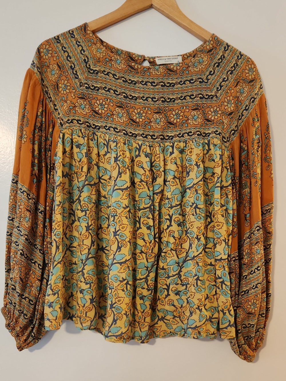 Spell & The Gypsy Collective Mustard & Turquoise Floral Boho Tunic Top